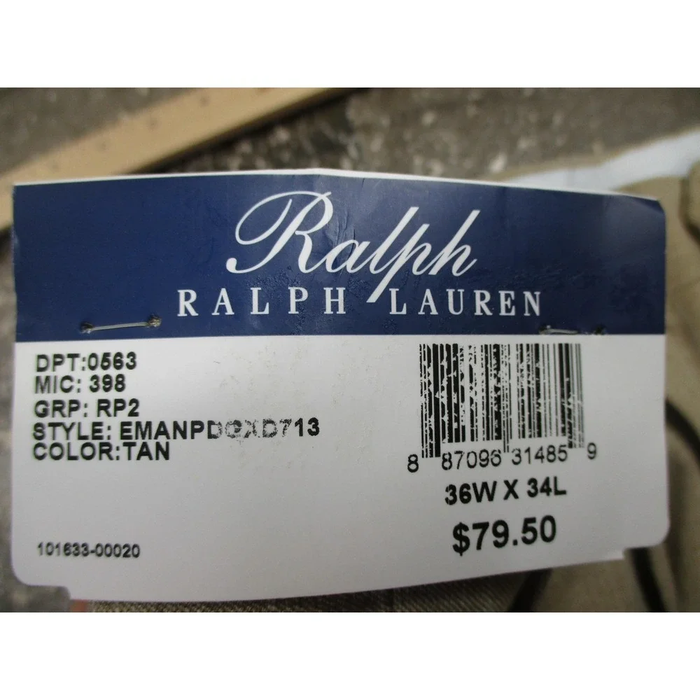 Ralph Lauren Pants Mens 36x34 Comfort Flex Stretch Dress Pleated Rayon Blend NEW